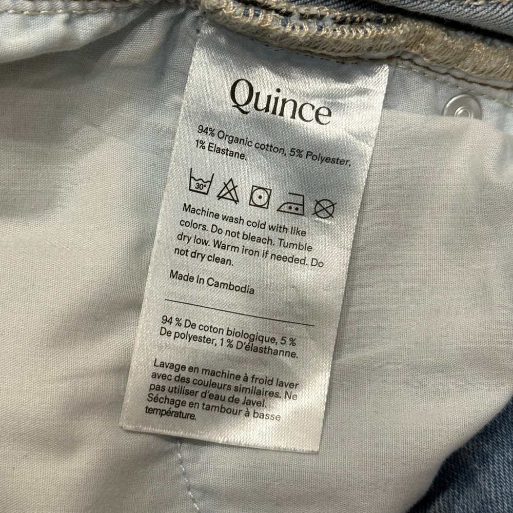 Quince Bella Stretch Straight Jeans Frosted Blue Organic Cotton Size 27 - Picture 5 of 5